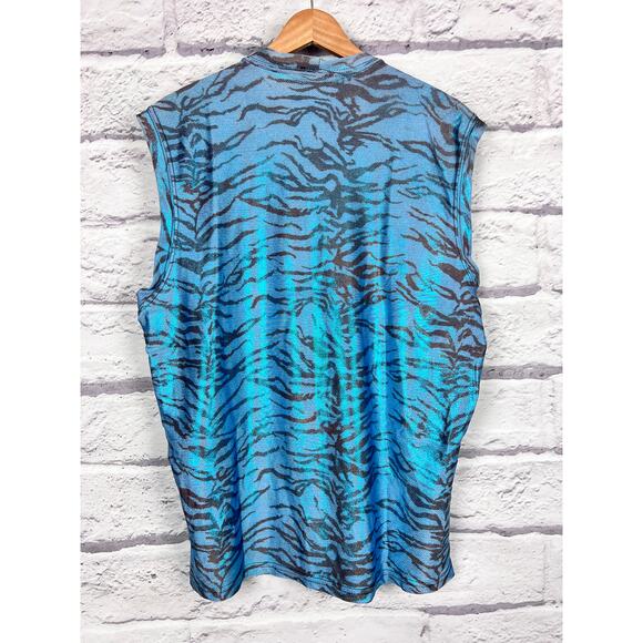 Lip Service Womens XL Vintage Y2K Goth Punk Rave Glam Tiger Stripe Muscle Tank - Picture 4 of 11